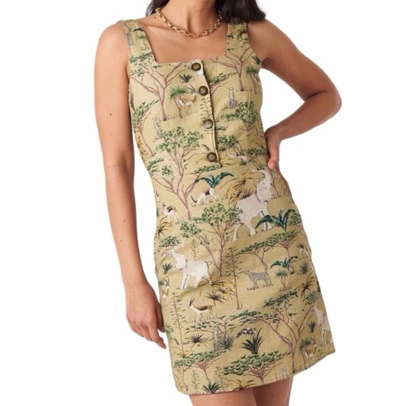 Mango Safari Animal Print Linen Blend Mini Dress 4 - Picture 2 of 11